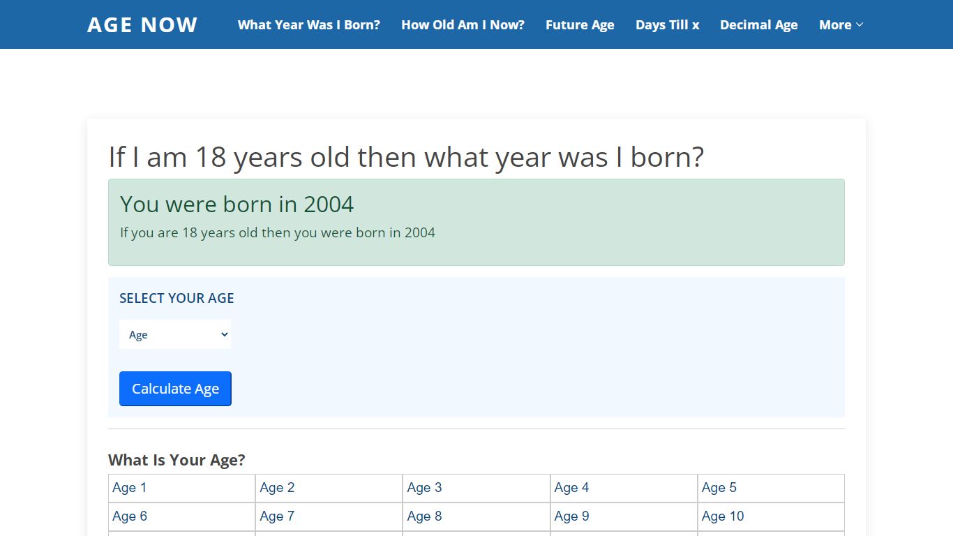 If I am 18 years old then what year was I born?
