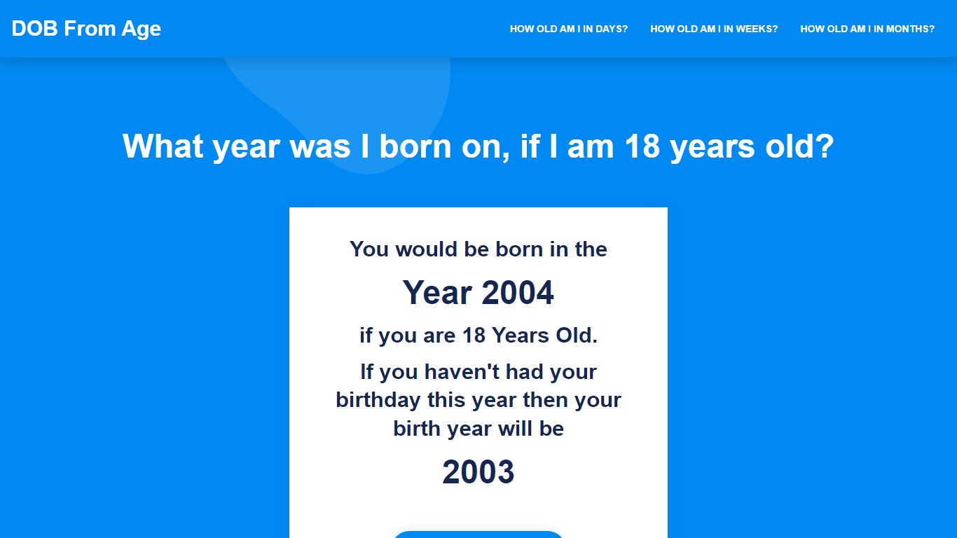 What year was i born if im 18? Find out Now! - DOB From Age